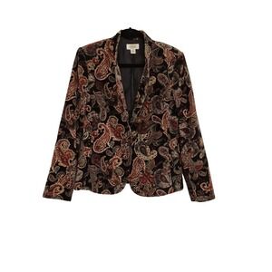 Talbots Jacket Womens 12‎ Paisley Silk Blend Velvet Lined Blazer Vintage Boho